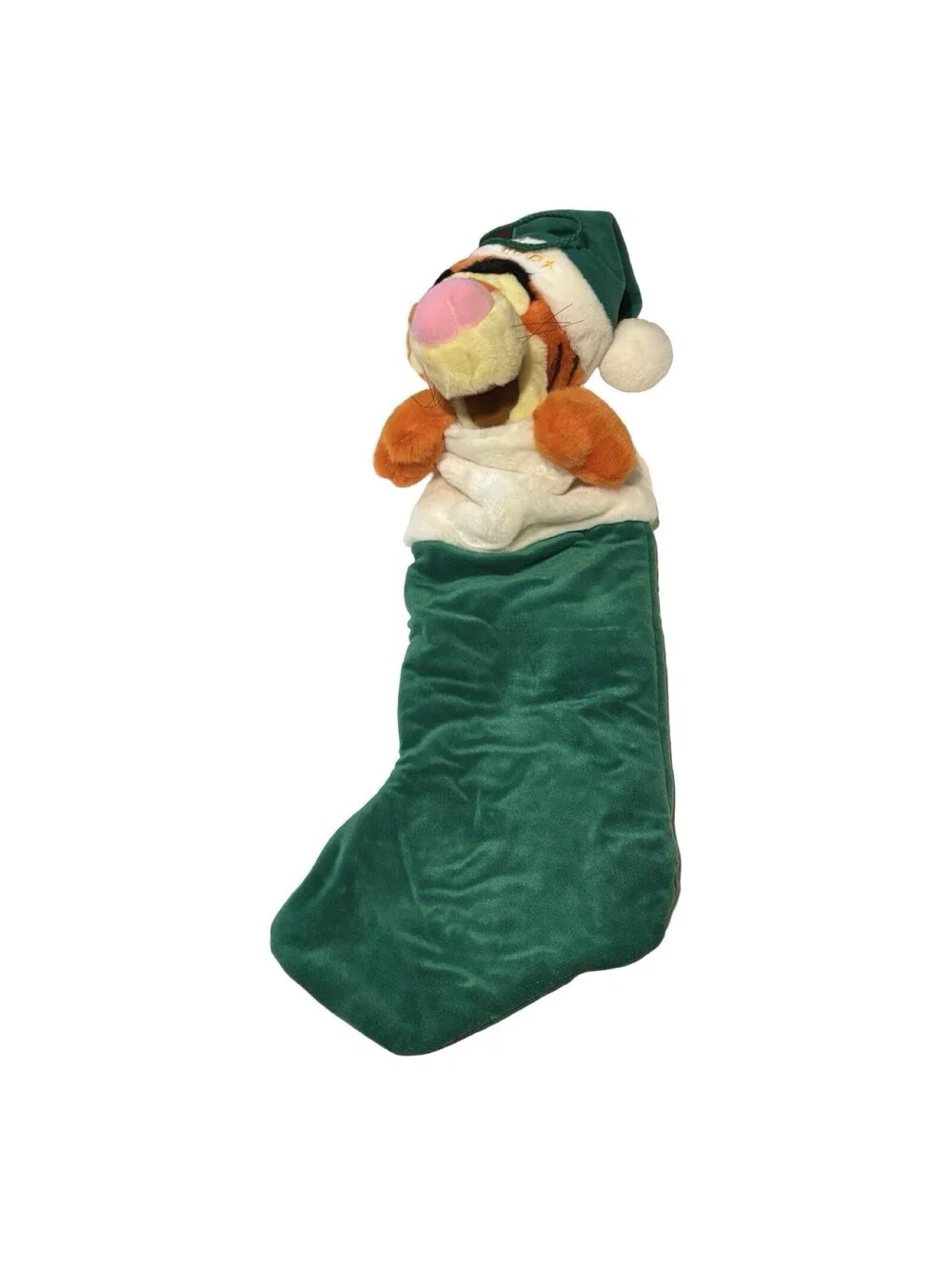 Pooh's Season of Song Winnie the Pooh Tigger Plush Christmas Stocking Decor Rare
